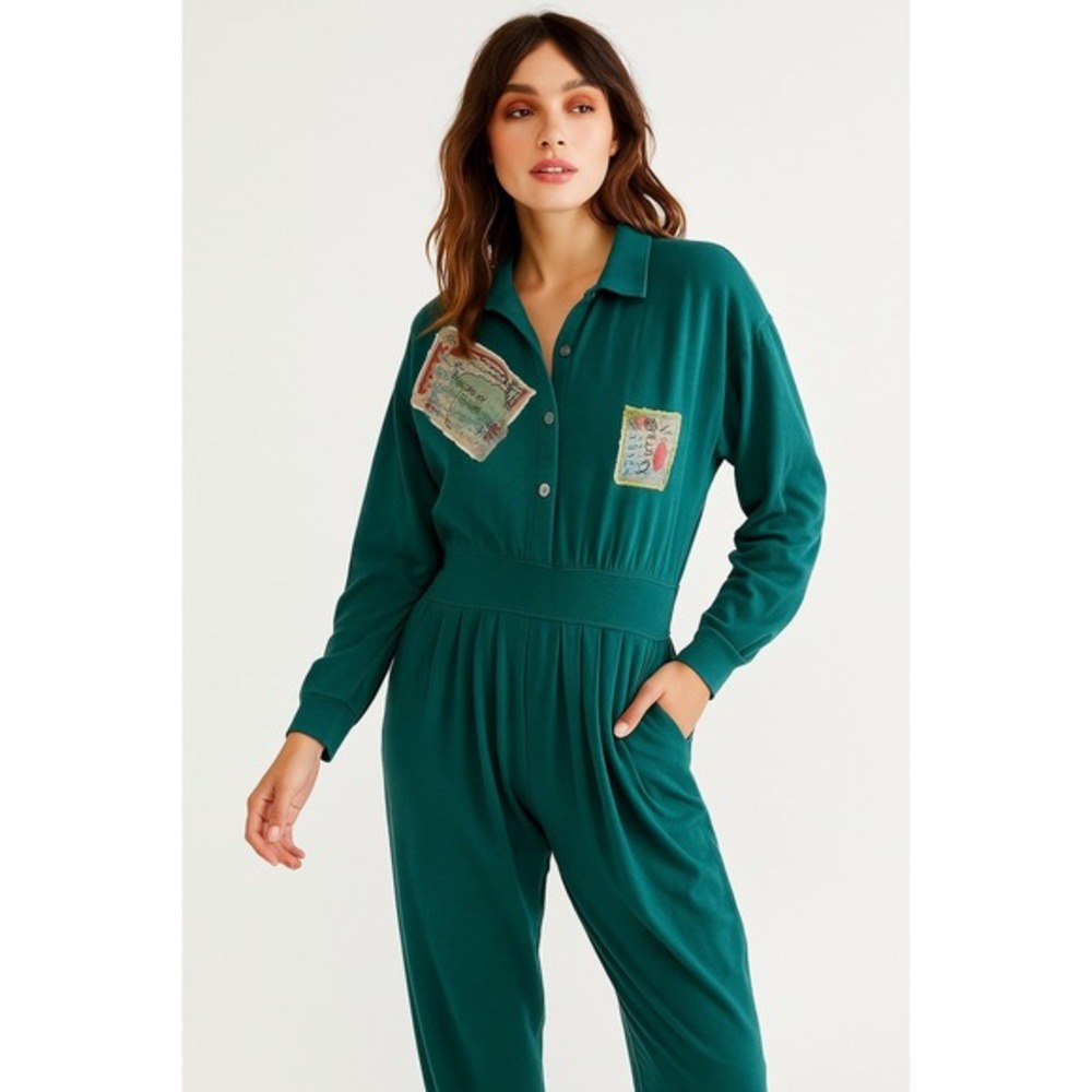 Vintage‎ 80s Anne Marie Designs Postcard Jumpsuit NWT Size M